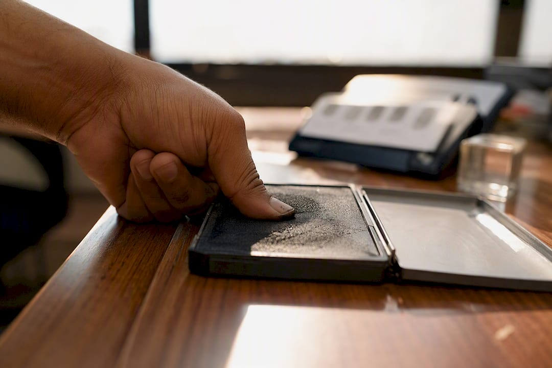 Hand fingerprinting at UAE embassy