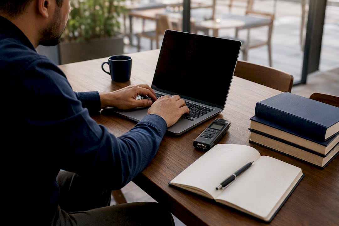 Translator working on legal document authentication