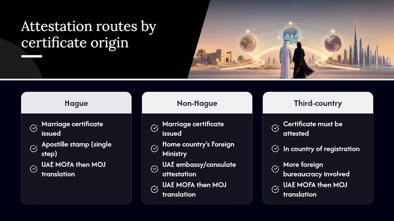 Comparison of marriage certificate attestation routes