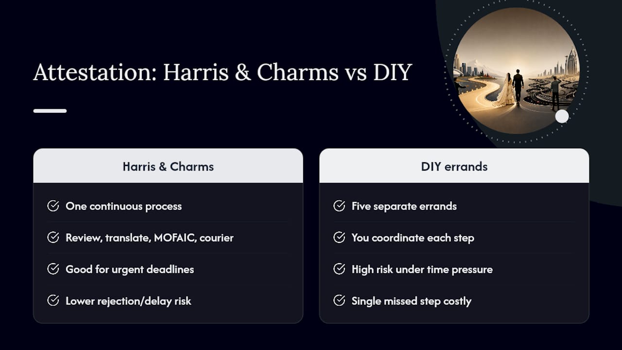 Let Harris & Charms Handle Your Attestation From Here — overview diagram