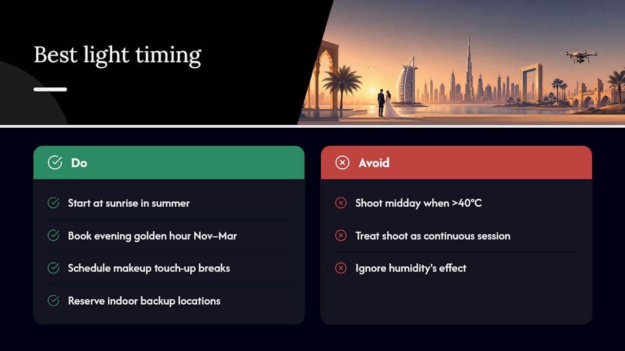 Seasonal Dubai wedding photography timing guide
