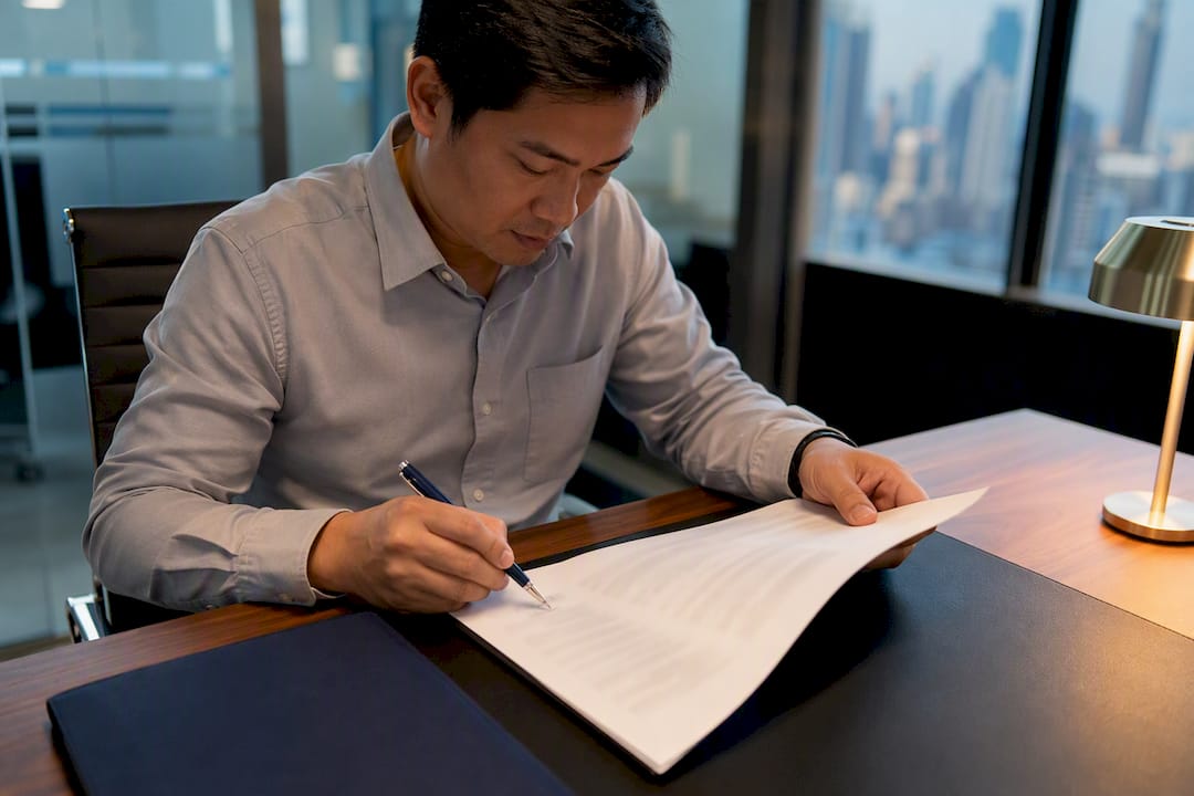 Expat reviewing special power of attorney document