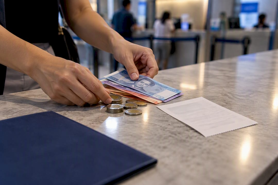 Philippine pesos beside apostille payment stub
