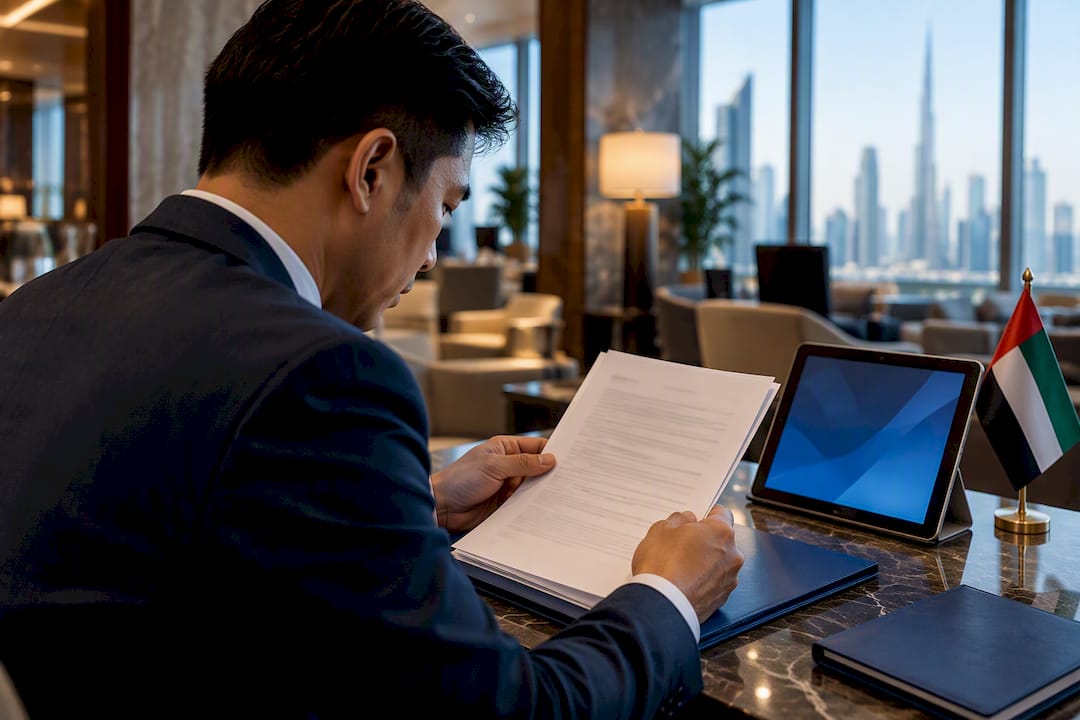 Filipino professional reviewing attestation documents