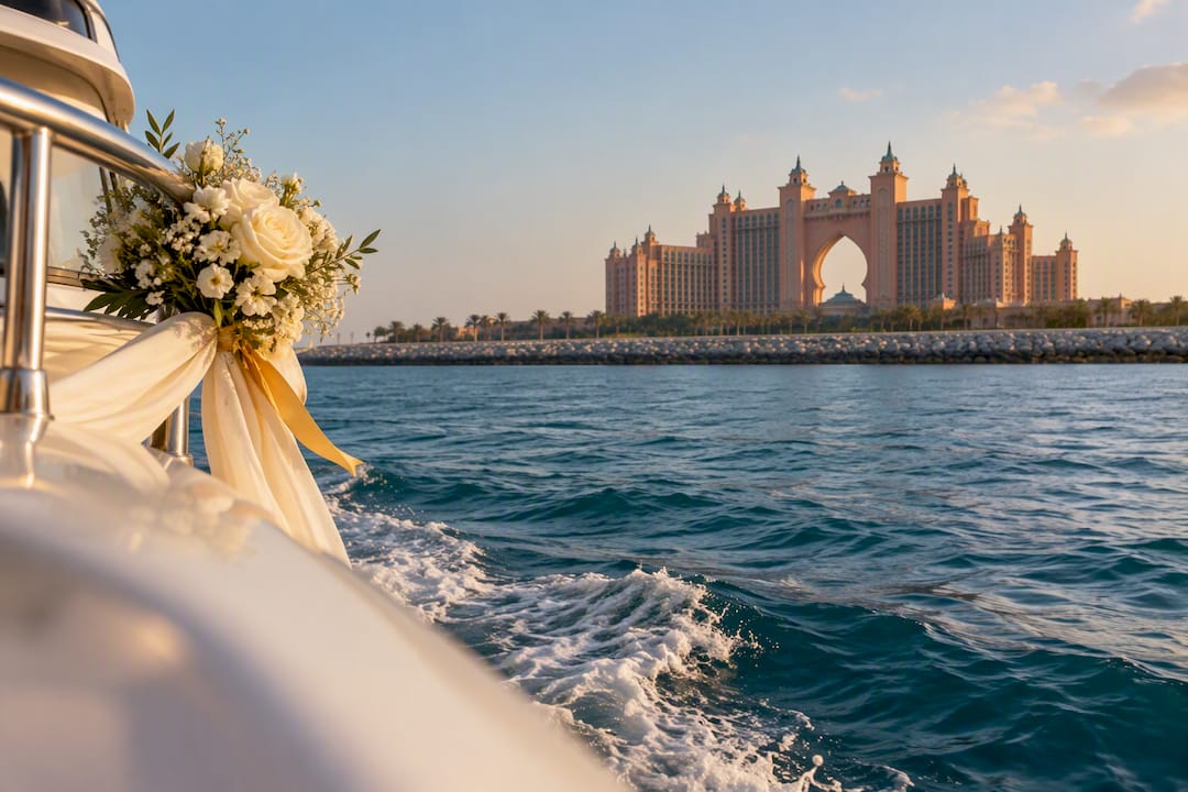Palm Jumeirah and Atlantis from yacht
