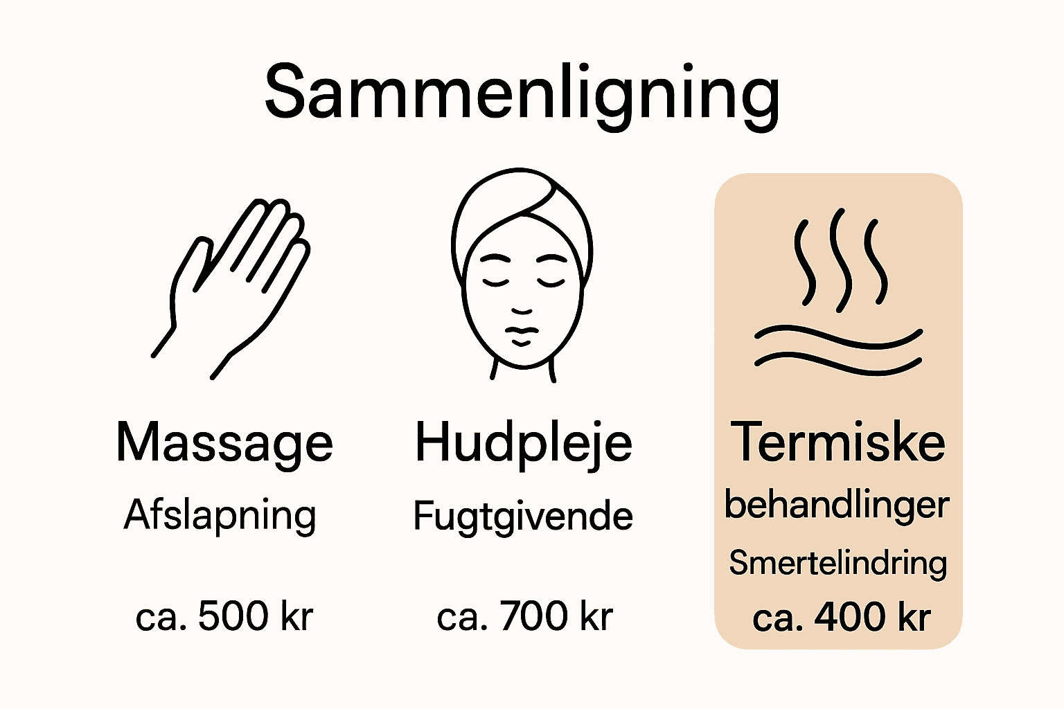 Infografik over typer af spa behandlinger og fordele