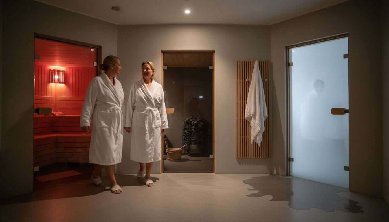 Different sauna types in Danish wellness center