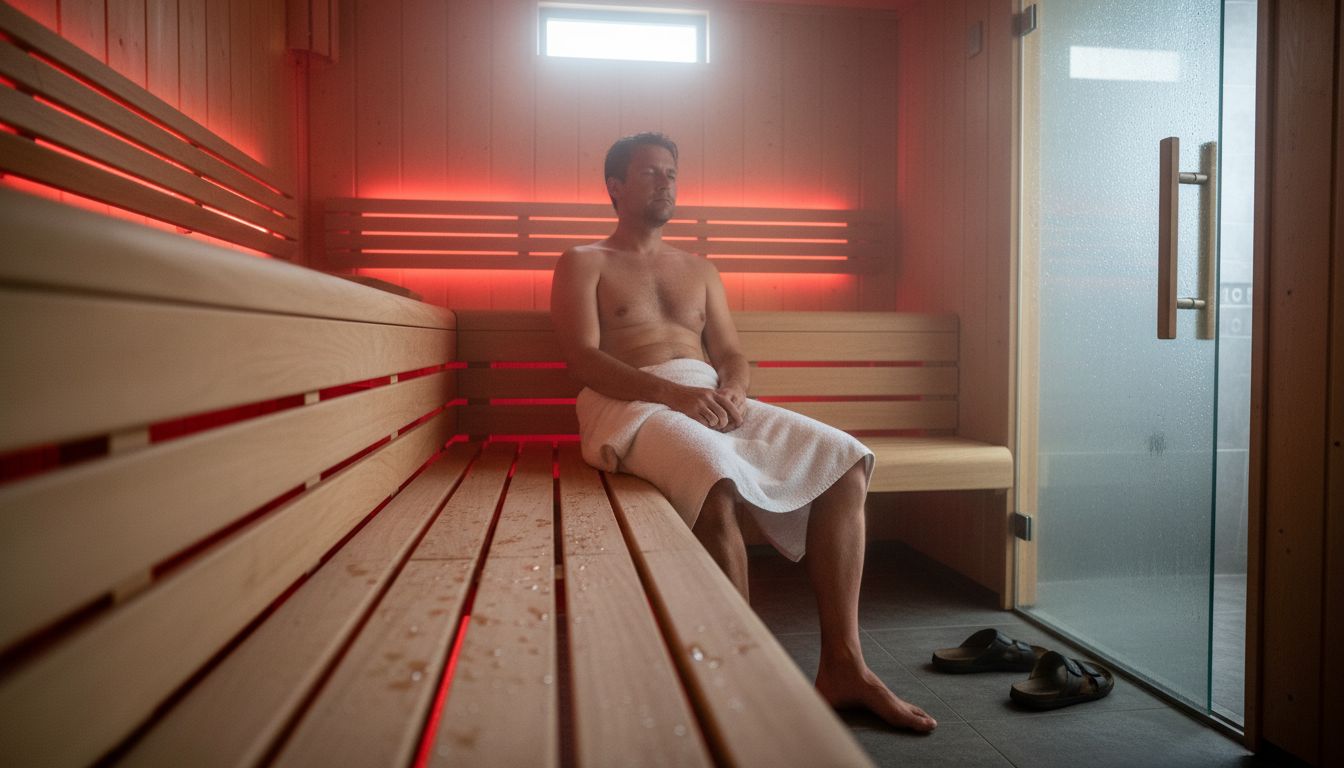 Man in infrared sauna interior Copenhagen