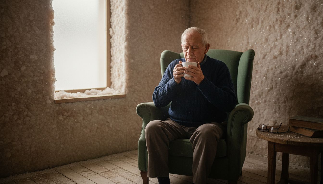 Man breathing in salt therapy room