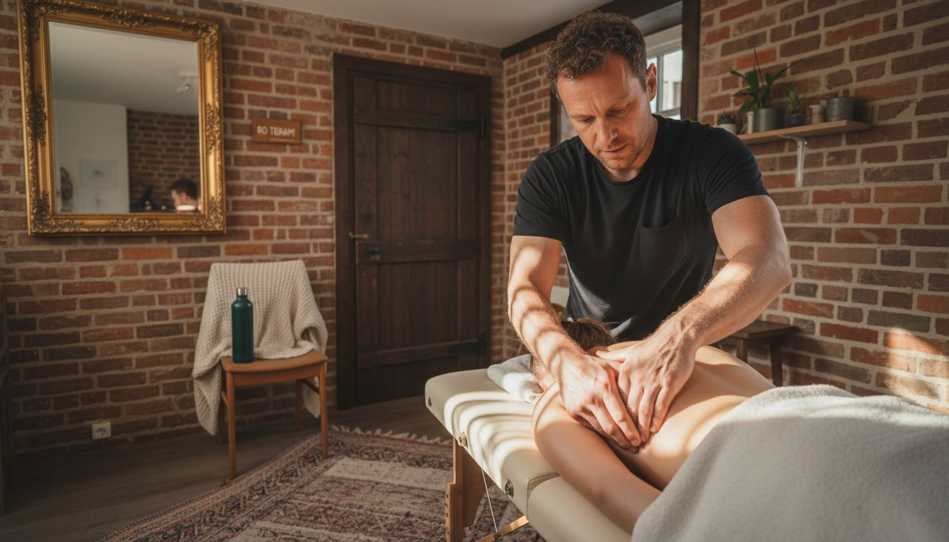 En massør giver skuldermassage