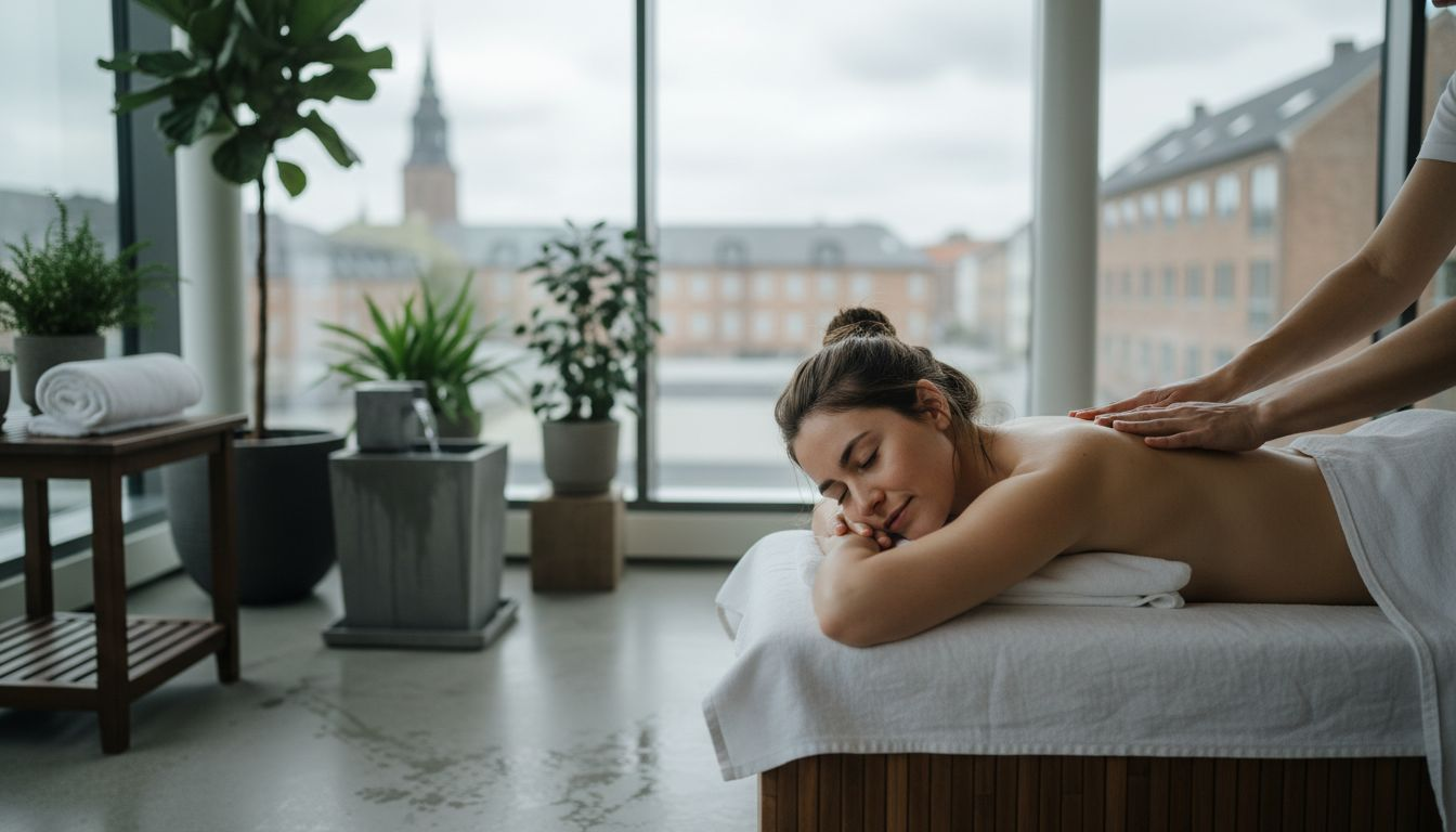 En kunde nyder en afslappende wellnessmassage på et spa i København.