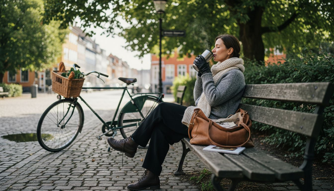 En kvinde nyder en stille stund på en bænk i en af Københavns parker.