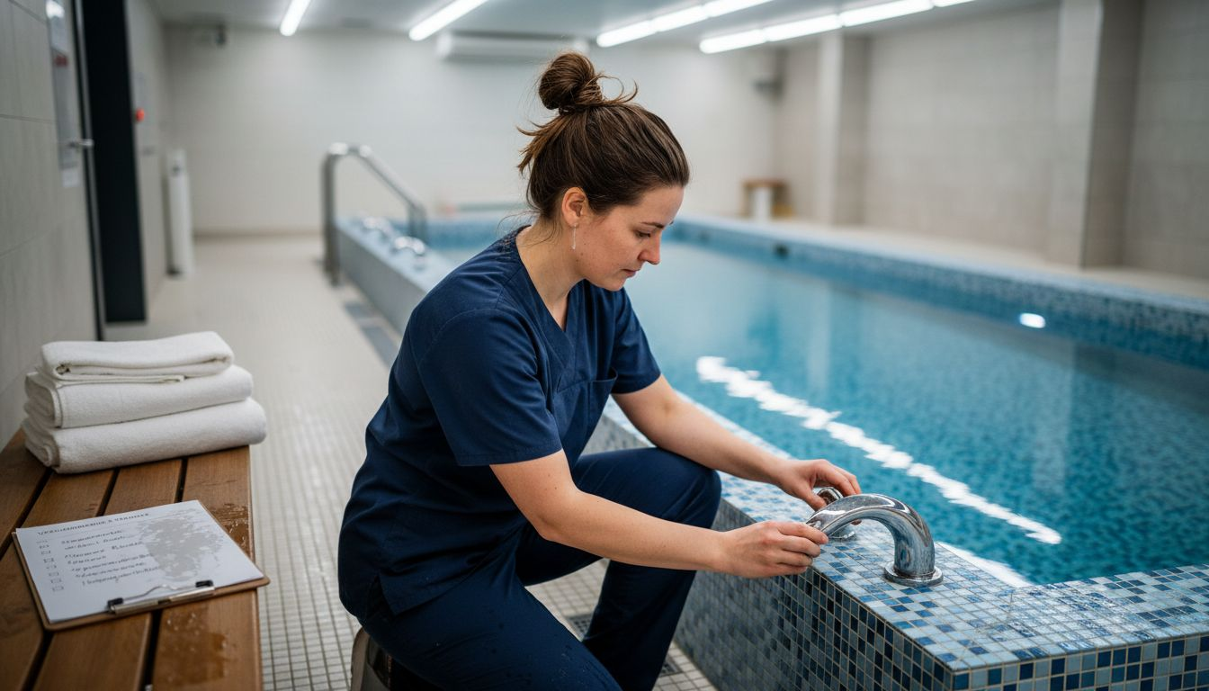 En tekniker finjusterer dyserne i et hydromassagebassin