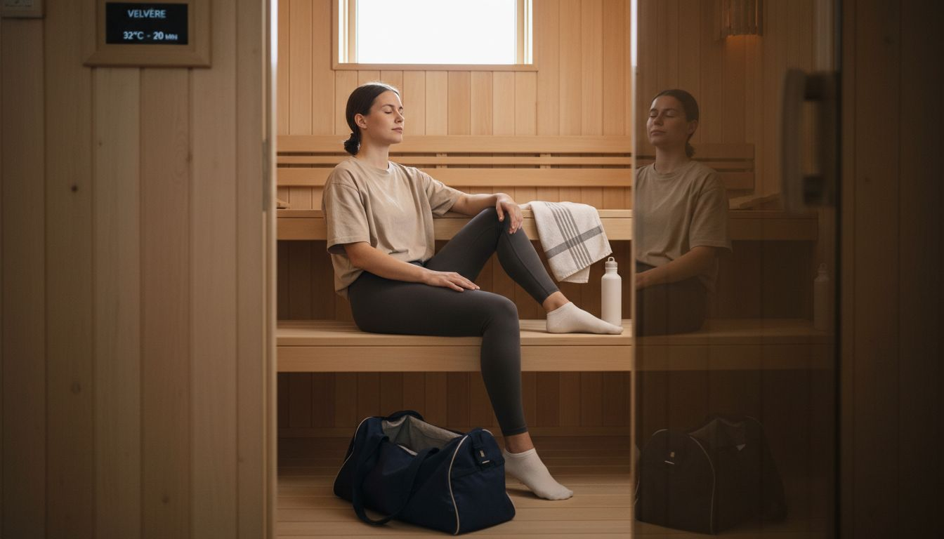 En kvinde nyder en afslappende stund i en infrarød sauna.