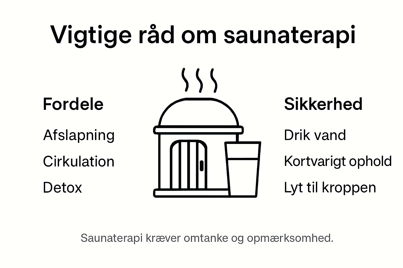 Grafik: Få overblik over, hvordan saunaterapi gavner dig – og hvad du skal være opmærksom på for at bruge det sikkert
