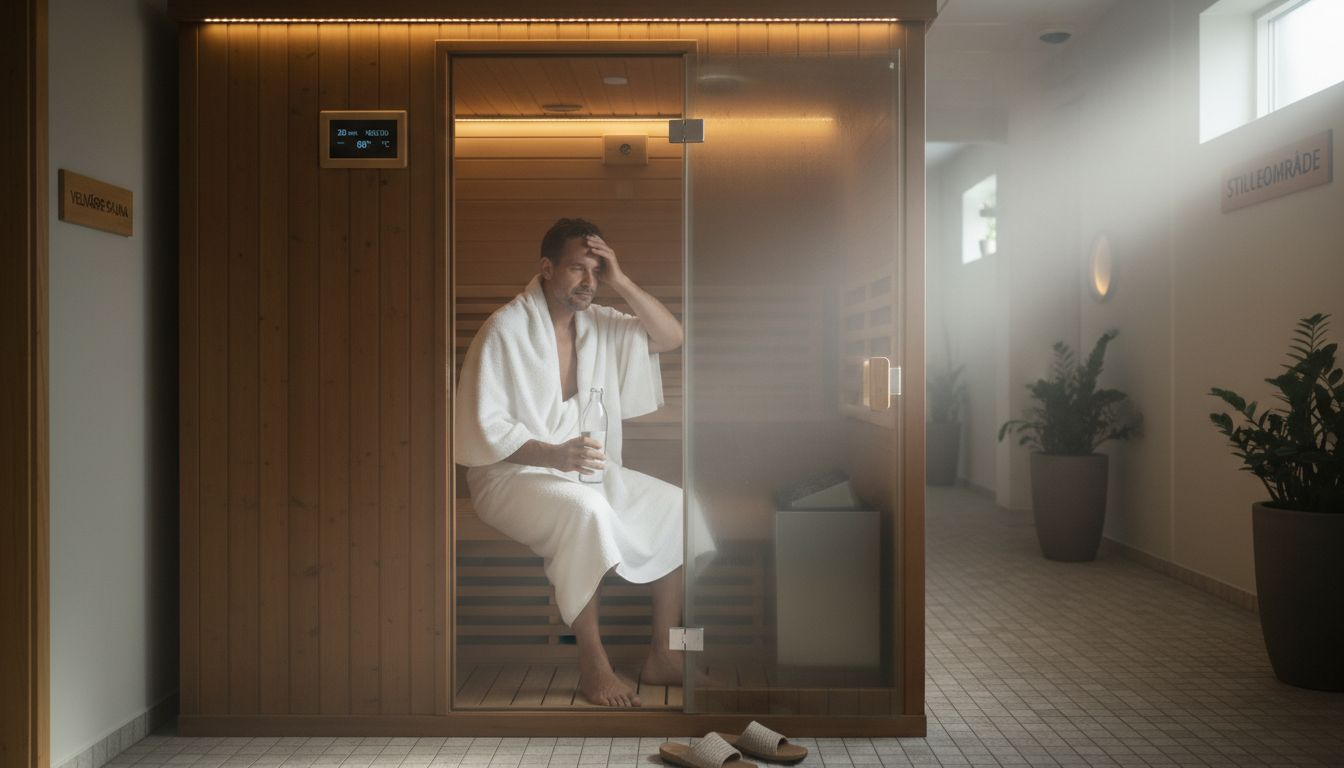Mand nyder en afslappende stund i en infrarød sauna