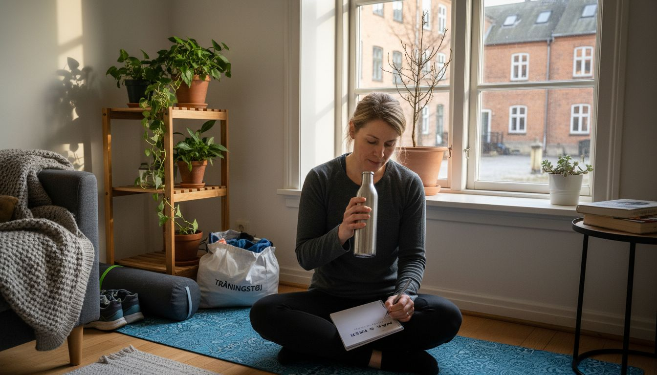 Kvinde lægger planer for sin egen velvære derhjemme