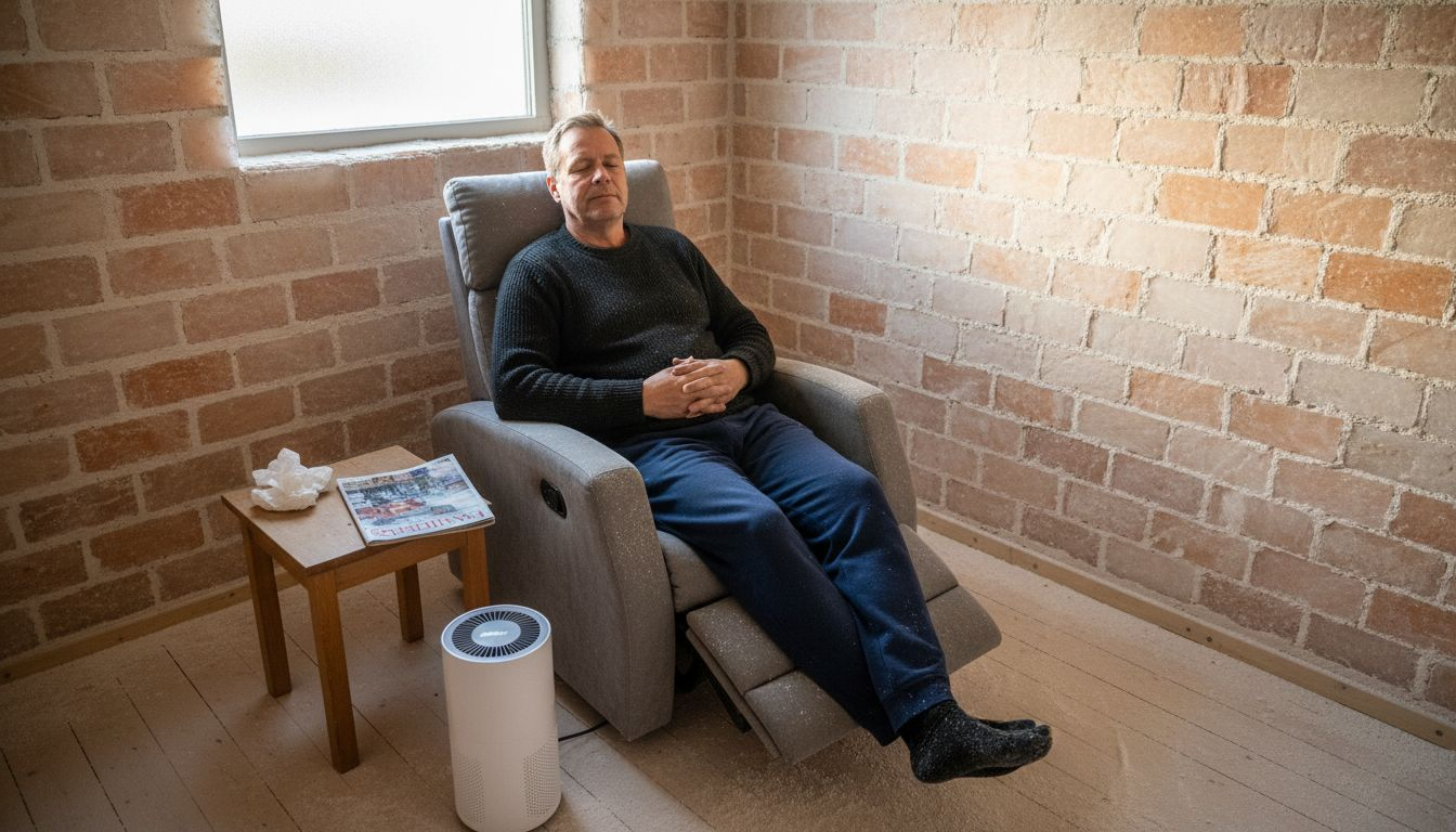 En mand slapper af i et saltterapi-rum