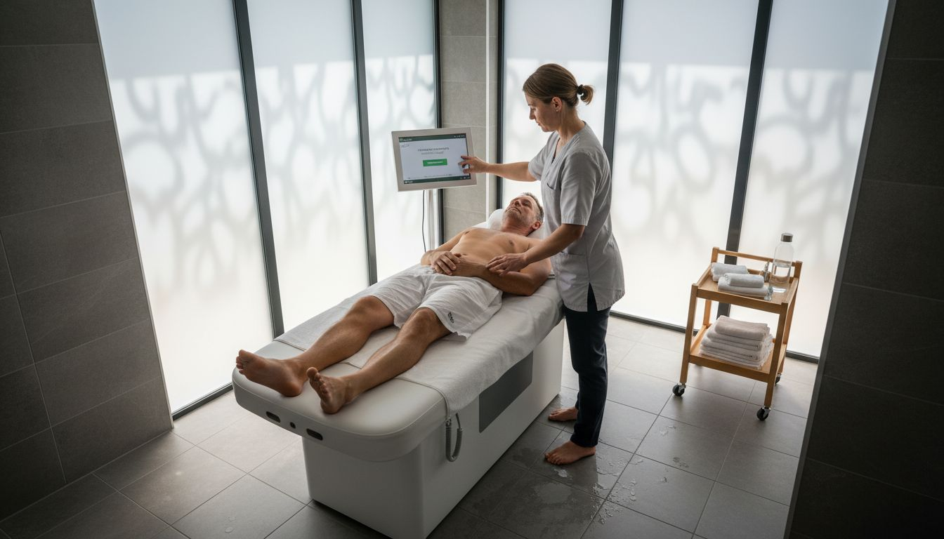 En terapeut gør klar til en hydromassagebehandling