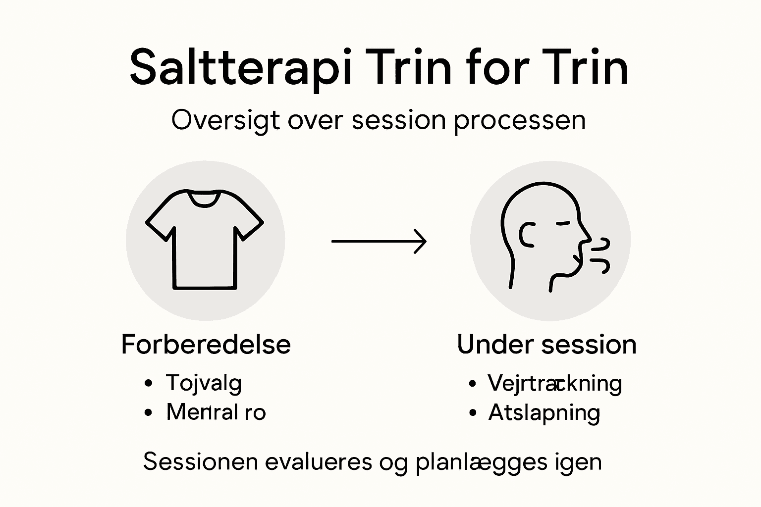 Grafisk oversigt, der viser sessionens vigtigste faser og de enkelte trin