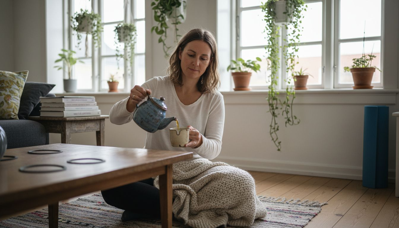 Kvinde nyder roen og forkælelse i en wellness-lejlighed midt i København.