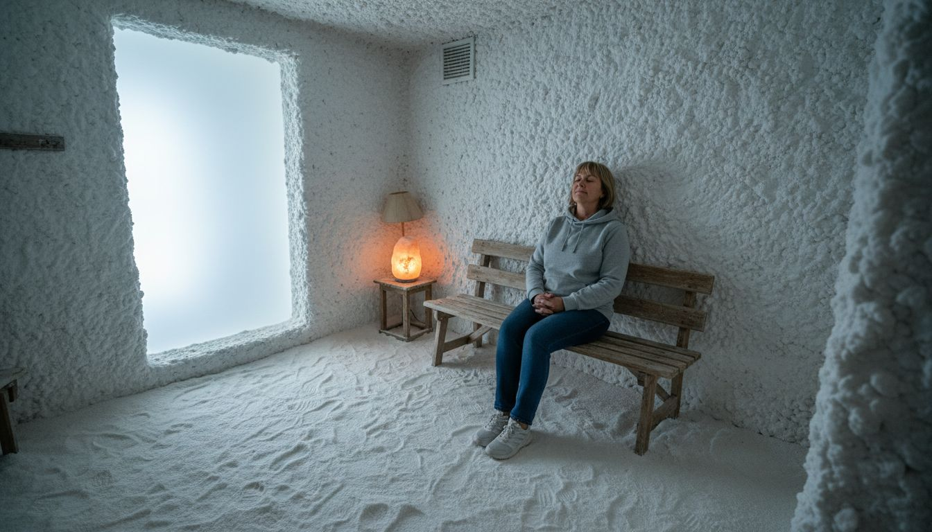 En kvinde nyder en afslappende stund i en saltsauna.