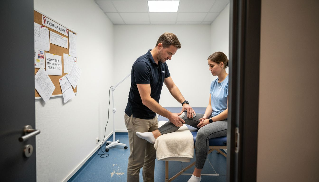 Fysioterapeut behandler med infrarød terapi på klinik i København