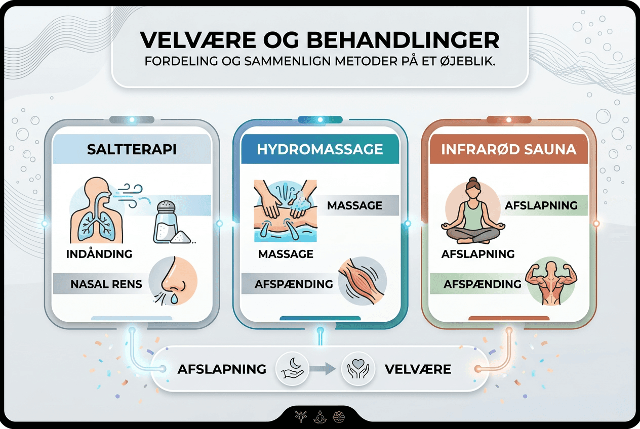 Oversigt: Sammenligning af forskellige velværebehandlinger – se fordele og forskelle her