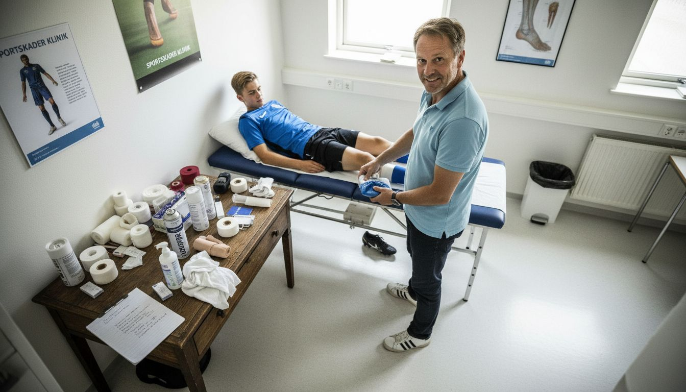 Fysioterapeuten bruger isbehandling til at hjælpe med sportsskader