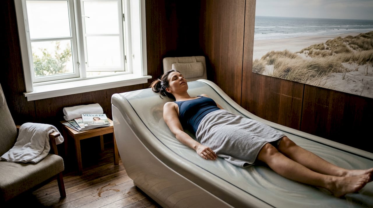 Kvinde nyder en afslappende stund med hydromassage