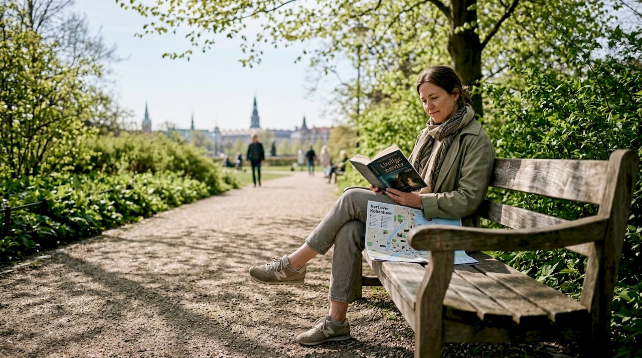 En kvinde nyder en stille stund med en god bog i en af Københavns grønne parker.