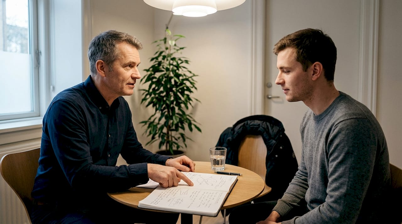 En specialist giver rådgivning om saltterapi til sin klient.