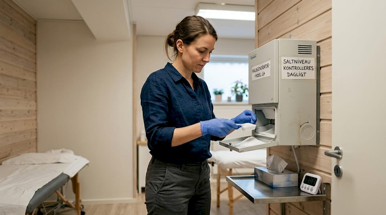 Terapeuterne gør salt-rummet klar til behandling