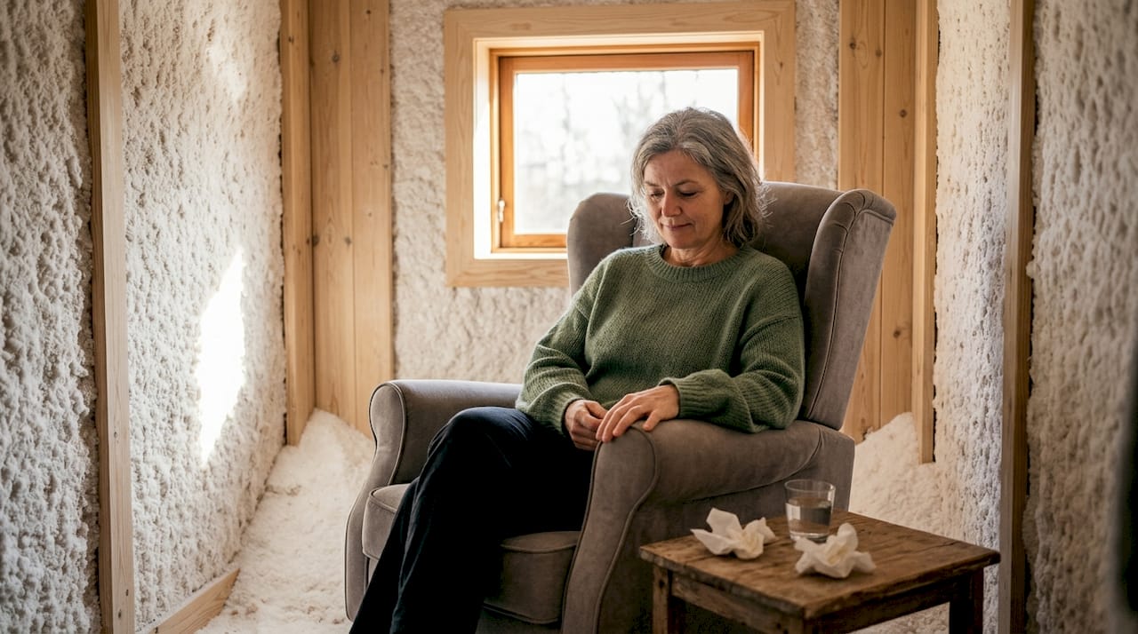 En kvinde nyder den friske luft i et saltterapirum