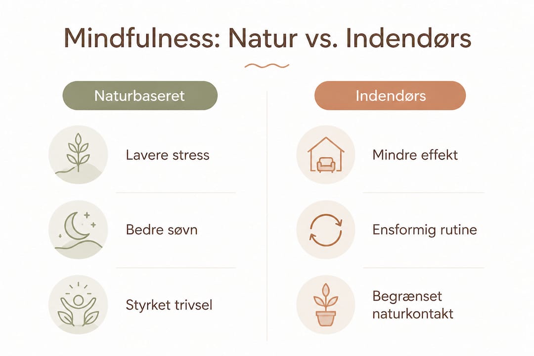 Infografik: Sammenligning af mindfulness i naturen og indendørs
