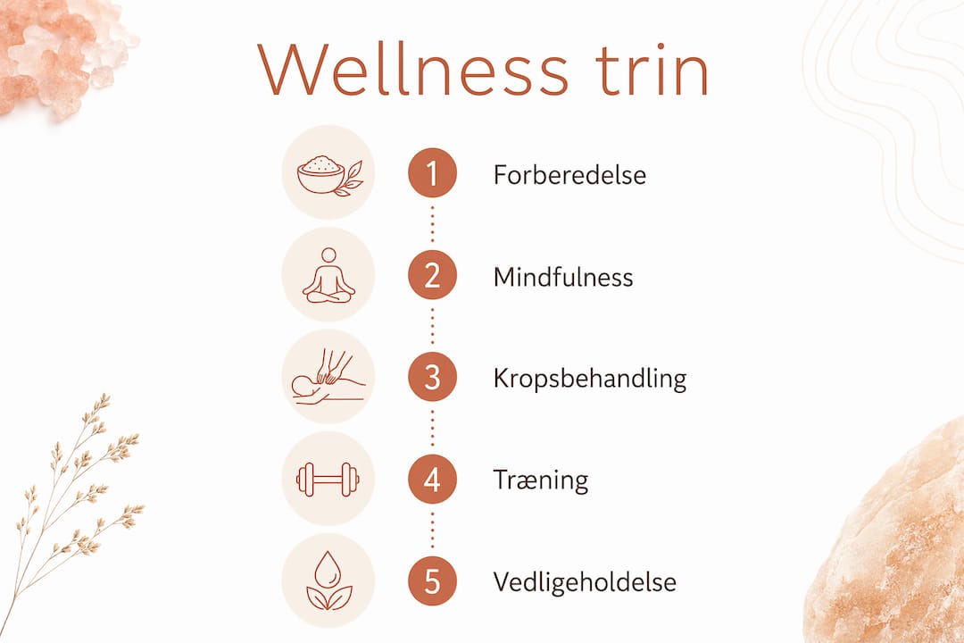 Infografik, der viser trin-for-trin-guiden til at håndtere stress og styrke din trivsel