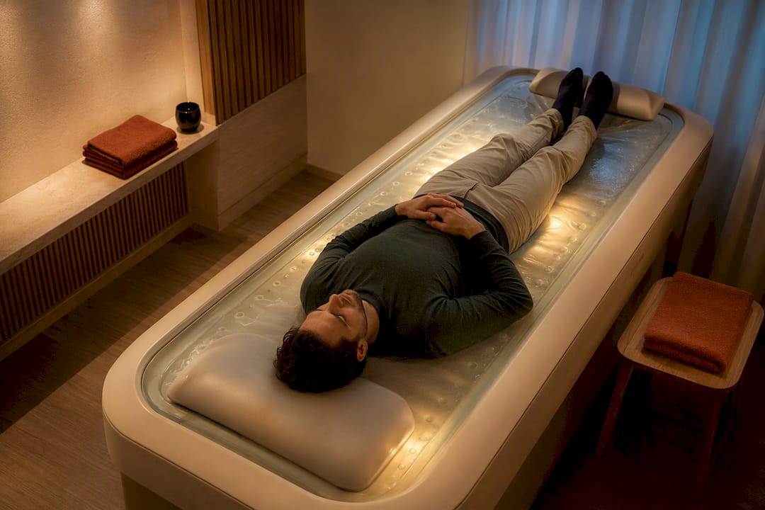 Person iført tøj under hydromassagebehandling