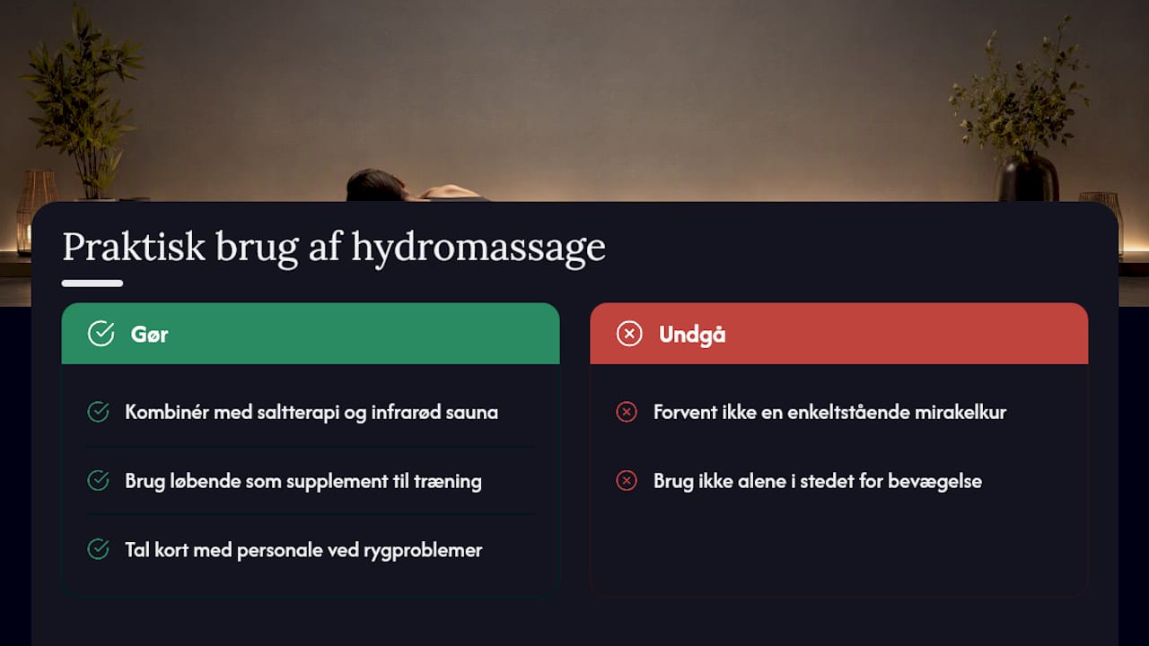 Sådan bruger Houseofsalt hydromassage i praksis — overview diagram