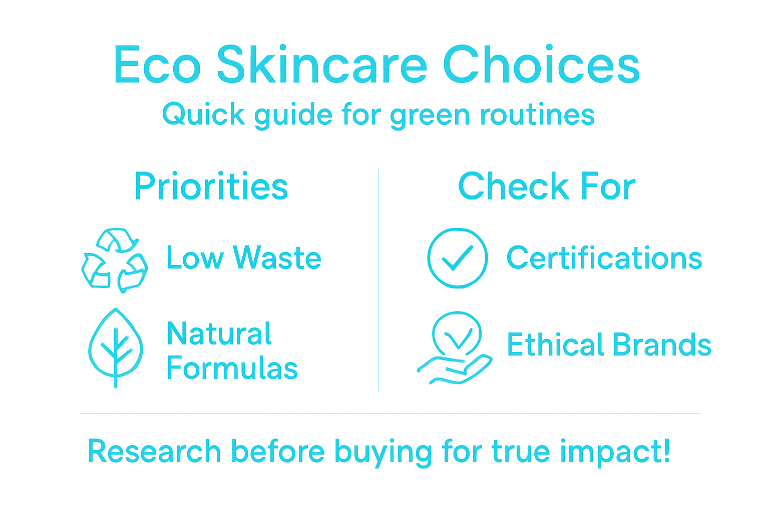 Infographic with eco skincare checklist and priorities