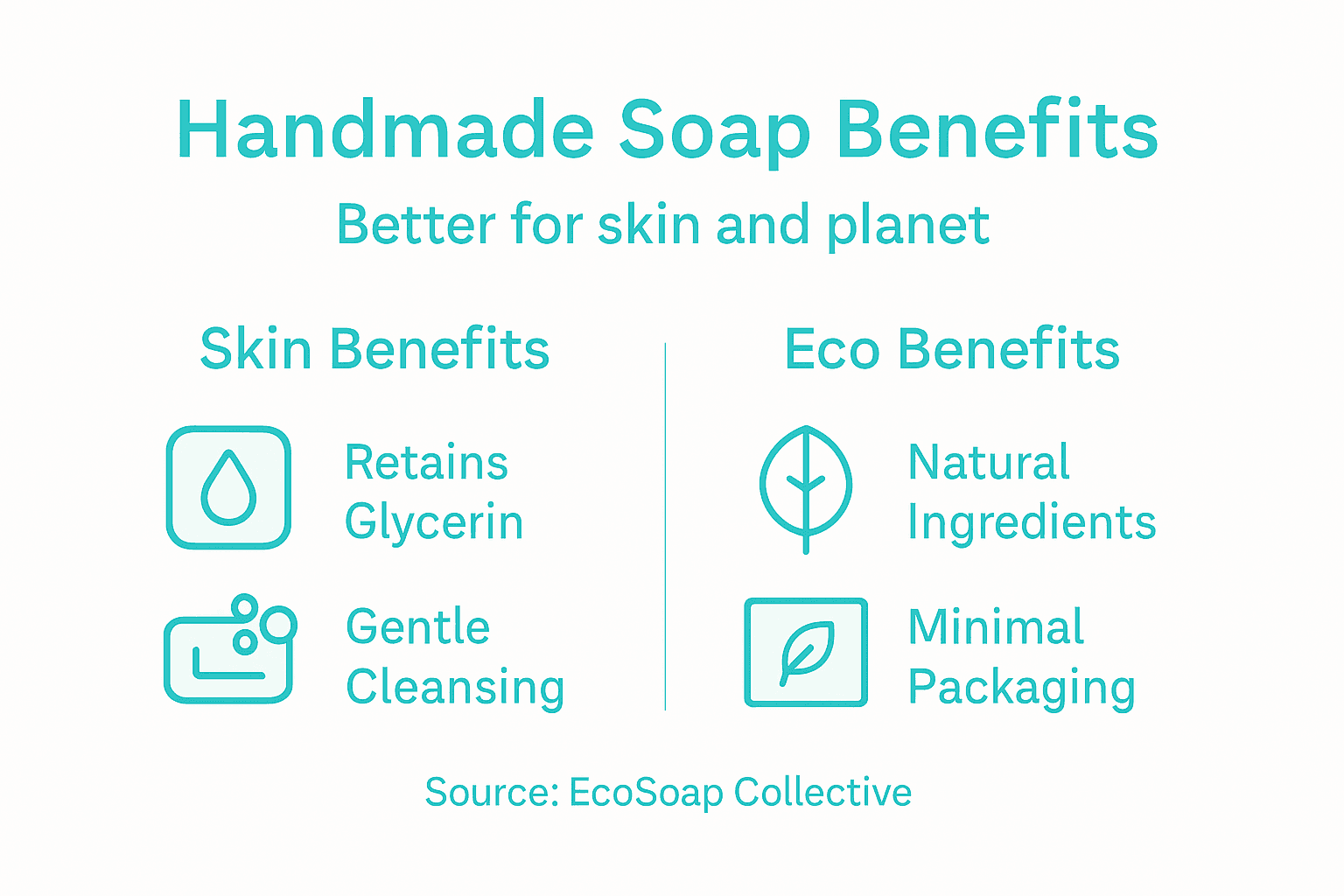 Infographic showing health and eco benefits of handmade soap