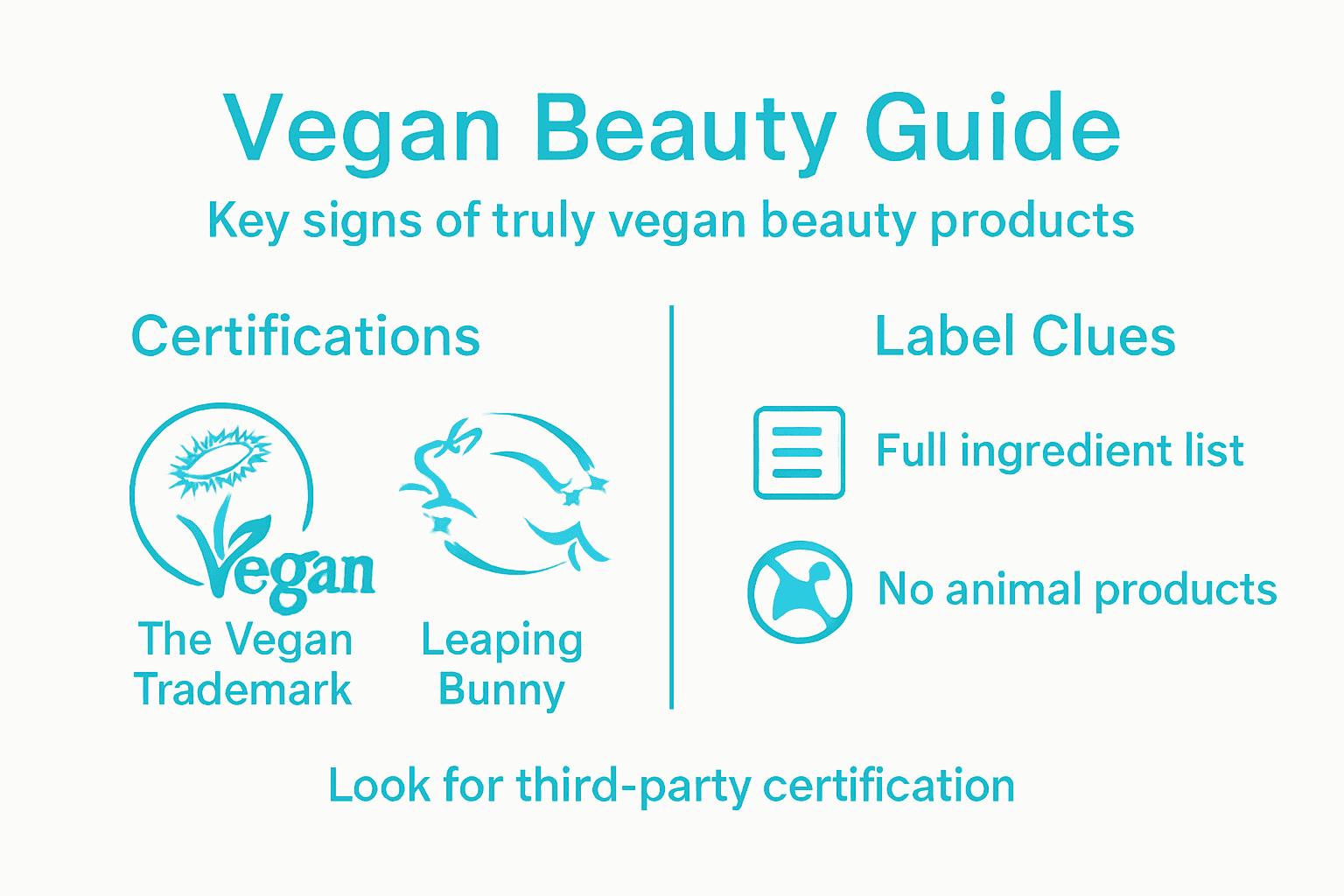 Infographie expliquant les certifications de beauté végétalienne