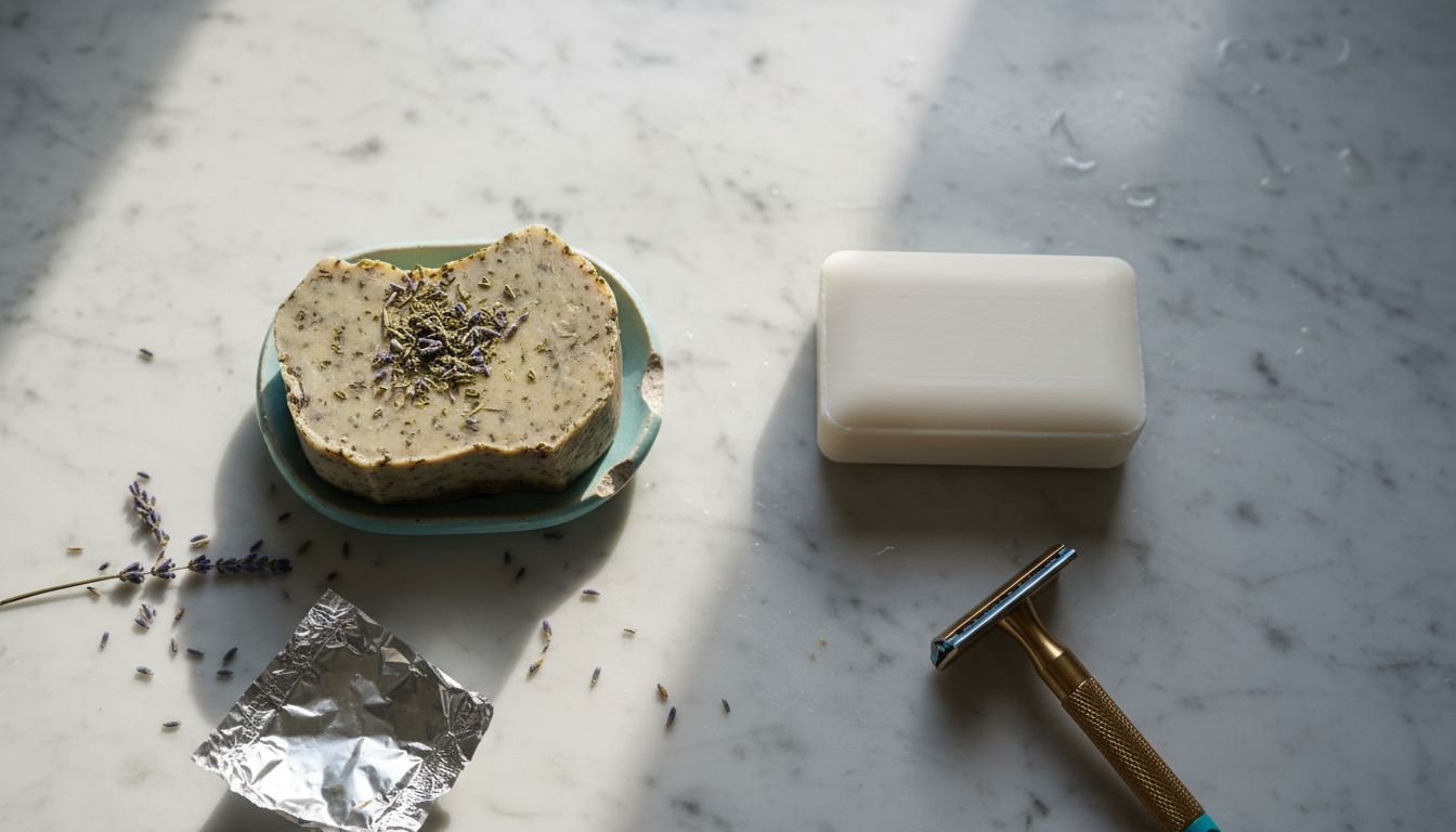 Handmade and commercial soap comparison