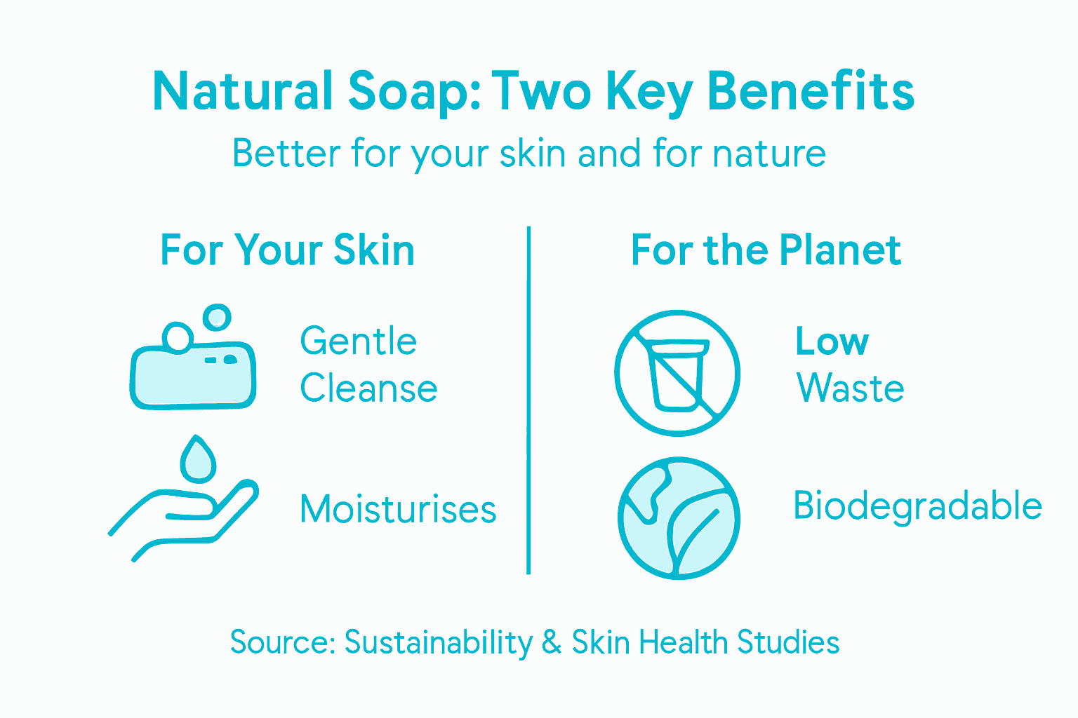 Infographic of natural soap skin and sustainability benefits