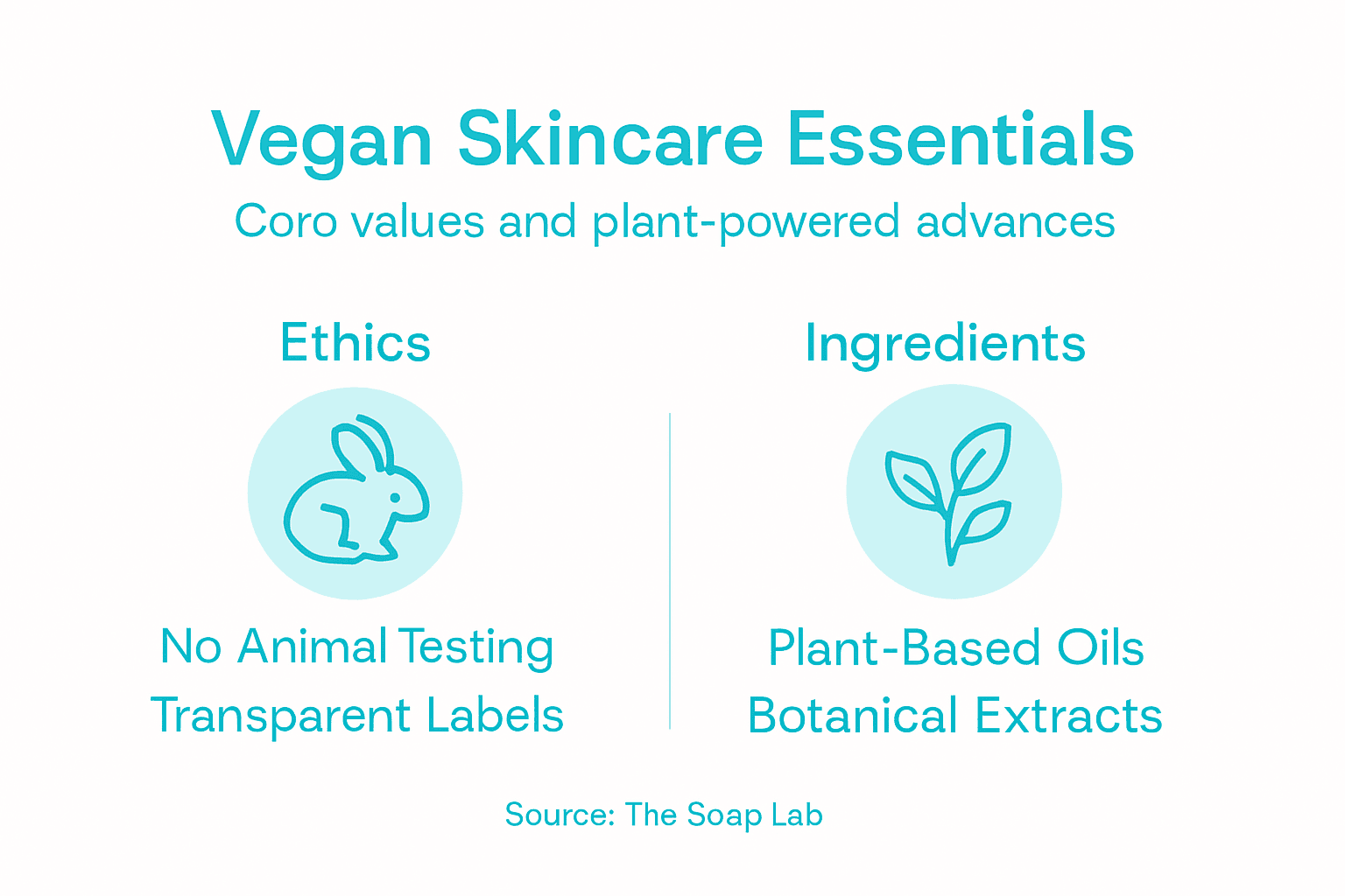 Infographic outlining vegan skincare principles and ingredients