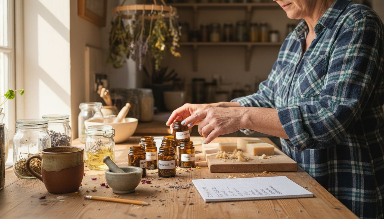Soap maker choosing natural soap ingredients