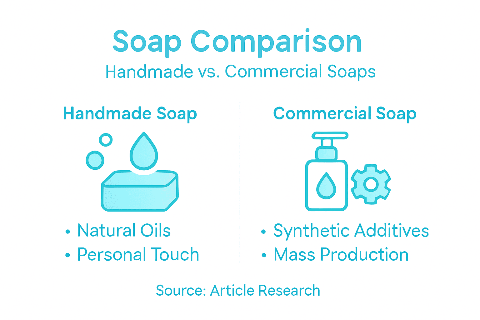 Infographic comparing handmade and commercial soaps