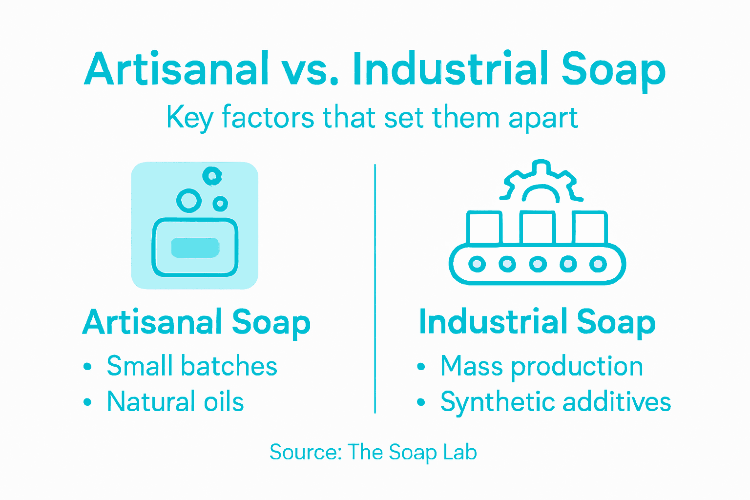 Infographic comparing artisanal and industrial soap
