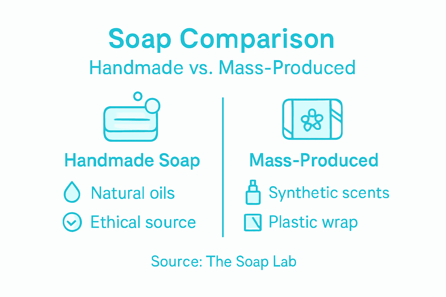Infographic comparing handmade and mass soap