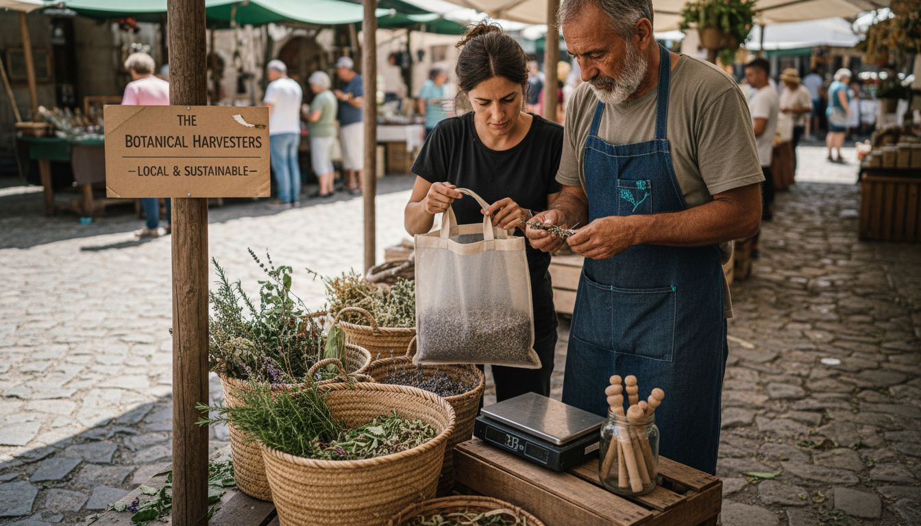 Workers inspecting natural ingredient sourcing
