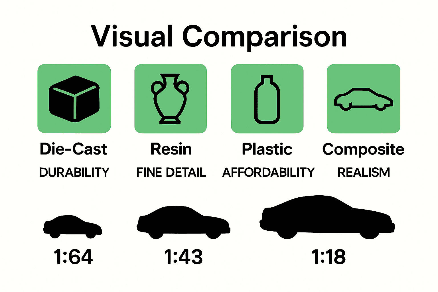 Infographie montrant les matériaux des modèles de voitures de F1 et la comparaison des échelles